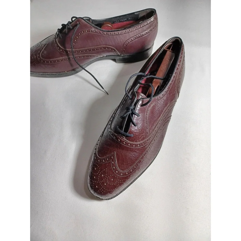 Florsheim Comfortech Shoes Mens Size 9 Brown Leather‎ Wingtip Brogue Dress 30360